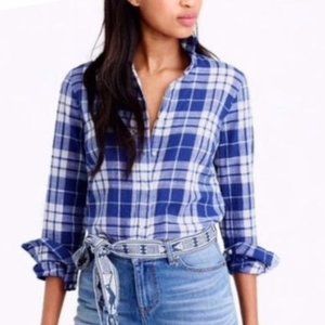 J.Crew Blue Plaid Gauze Popover Tunic Shirt Medium womens